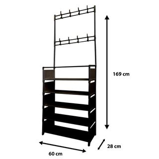 Recibidor Perchero Tela 5 Baldas Plus Negro NUEVO