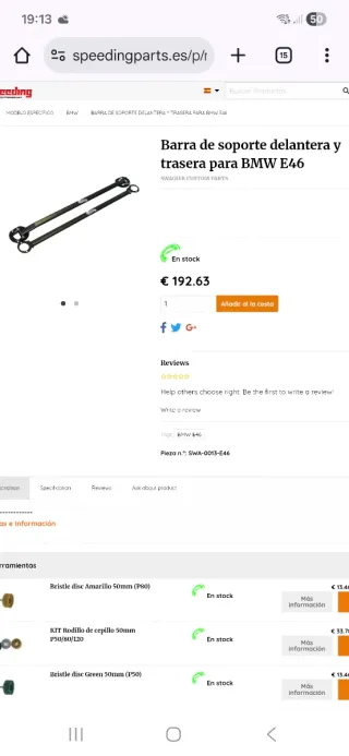 Barras de torretas BMW E46 Delantera y Trasera