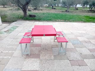 Mesa plegable camping con 4 asientos