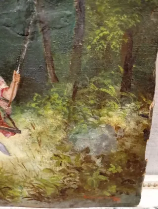 Cuadro antiguo óleo sobre lienzo de lino