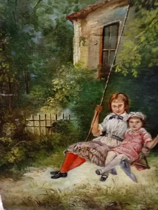 Cuadro antiguo óleo sobre lienzo de lino