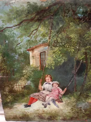 Cuadro antiguo óleo sobre lienzo de lino