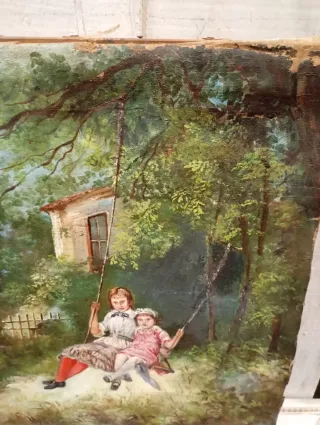 Cuadro antiguo óleo sobre lienzo de lino