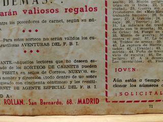 AVENTURAS DEL FBI ,1954 ,n 71 , ORIGINAL