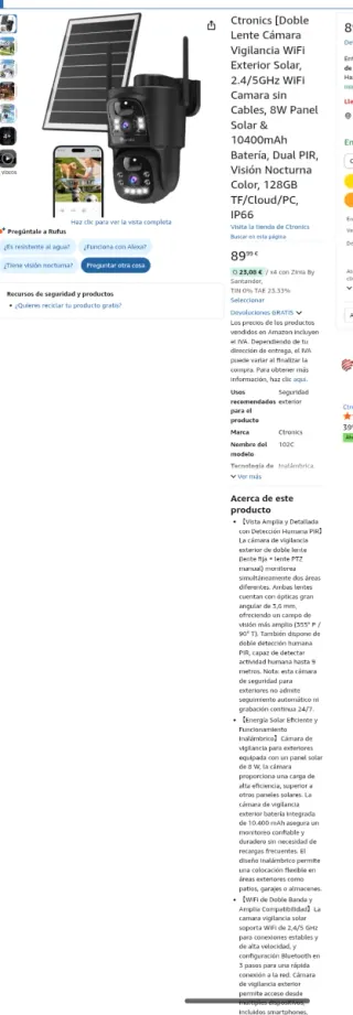 Cámara Vigilancia Exterior Solar Ctronics