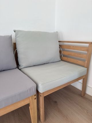 Banco exterior Sklum madera y tela