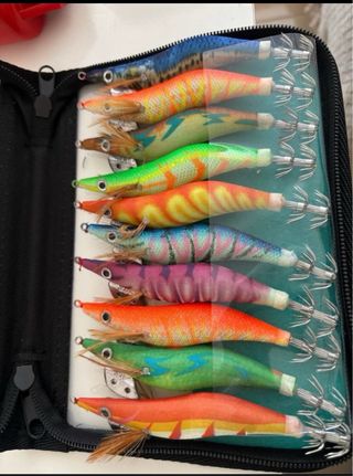 Lote 10 Jibioneras Señuelos Pesca SIN ESTRENAR
