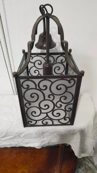 Farol lámpara forja hierro forjado campana