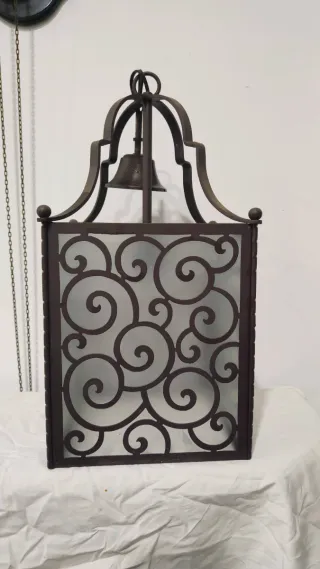 Farol lámpara forja hierro forjado campana