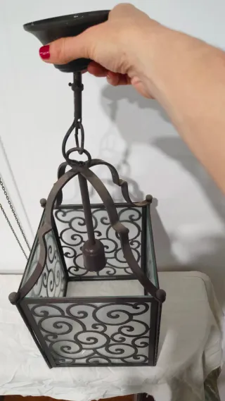 Farol lámpara forja hierro forjado campana