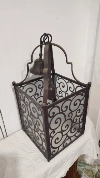Farol lámpara forja hierro forjado campana