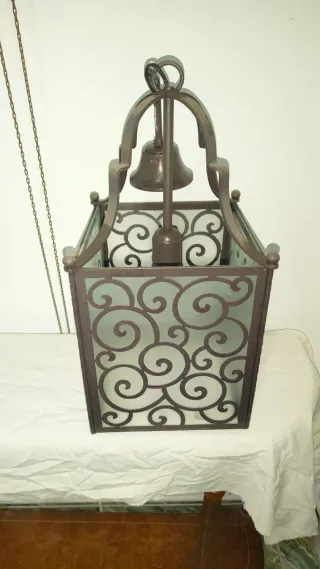 Farol lámpara forja hierro forjado campana