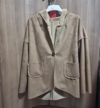 Abrigo de pelo beige/marrón talla única