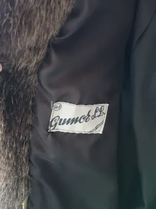 Abrigo Piel Sintética Marrón y Gris