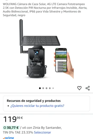Cámara de Caza Solar WOLFANG 4G LTE 2.5K