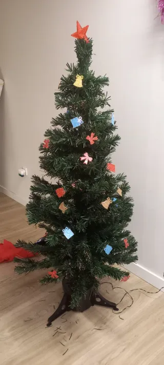 Árbol de Navidad Fibra Óptica con Adornos
