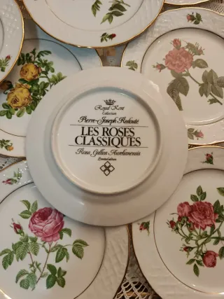 Juego 12 Platos Porcelana Flores Colección