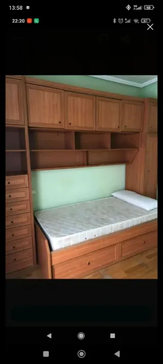 Cama nido con cajones y estanterías