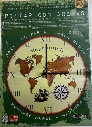 Reloj de Pared Mapamundi con Arena Ø 38 cm