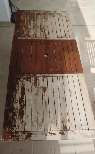 Mesa de jardín de madera + sillas