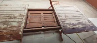 Mesa de jardín de madera + sillas