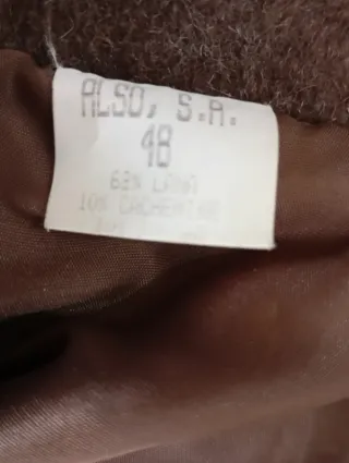 Chaqueta Lujo Lana y Cachemira Marrón Vintage