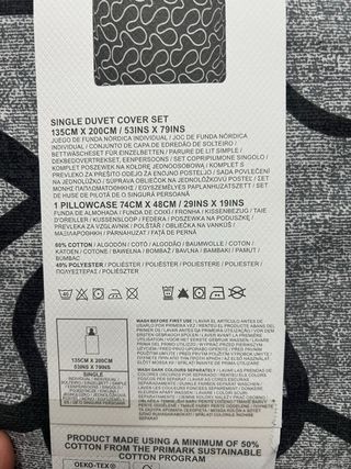 Funda nórdica algodón gris y blanco para cama 90