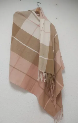 Bufanda Manta XL Rosa y Beige Suave
