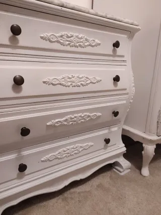 Cómoda Vintage Blanca Encimera Mármol