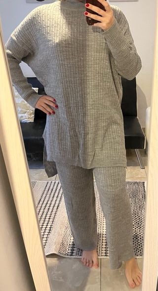 Conjunto de punto gris talla única