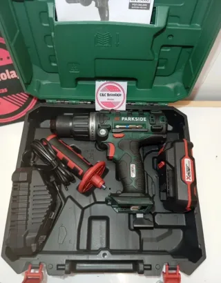 Taladro percutor atornillador Parkside con batería