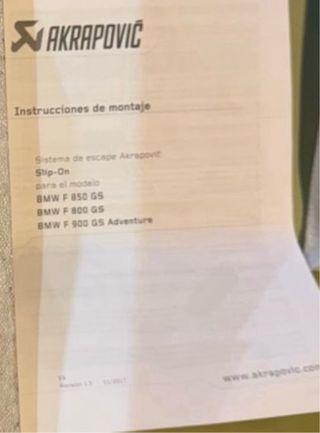 Escape Akrapovic Slip-On Titanium BMW F 850 GS