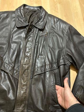 Real leather bomber jacket vintage XL brown y2k 00