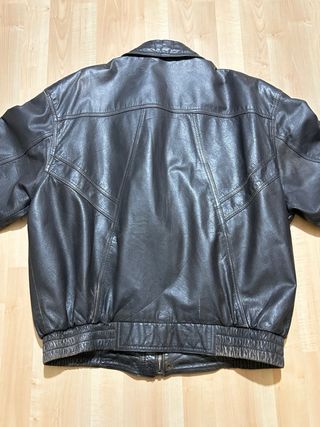 Real leather bomber jacket vintage XL brown y2k 00