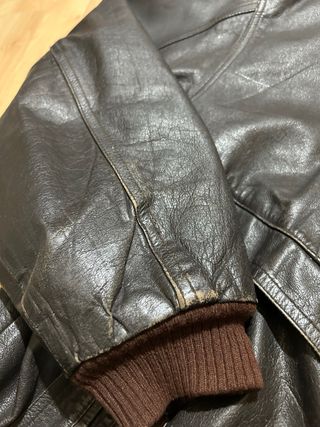 Real leather bomber jacket vintage XL brown y2k 00