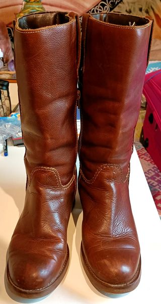 Botas altas de piel, tacon ancho