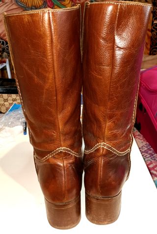 Botas altas de piel, tacon ancho