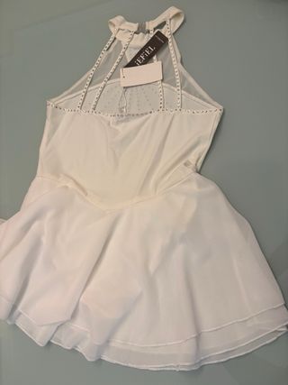Maillot patinaje artístico blanco, talla 12