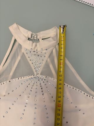 Maillot patinaje artístico blanco, talla 12