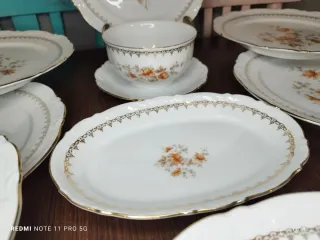 Vajilla Porcelana Vintage 19 Piezas Flores Naranja
