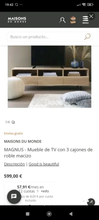 Mueble TV Maisons du Monde madera y metal.
