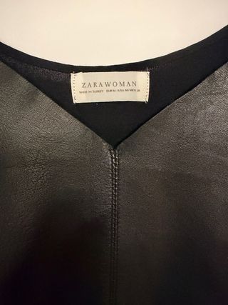 Chaleco Piel Negro Zara Woman