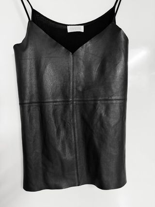 Chaleco Piel Negro Zara Woman