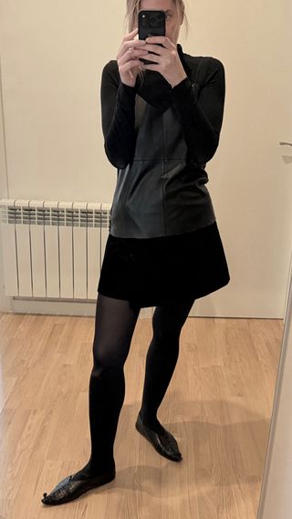 Chaleco Piel Negro Zara Woman