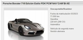 Porsche Boxster 718 Edición  Estilo PDK PCM. NAV.