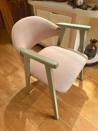 Silla terciopelo rosa y verde