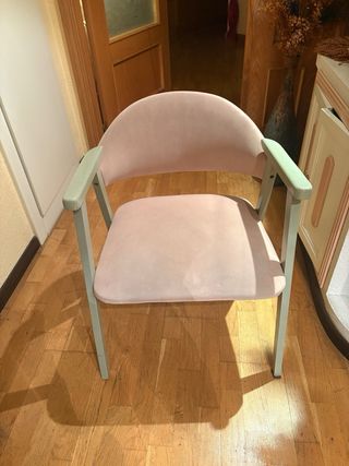 Silla terciopelo rosa y verde