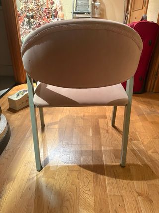 Silla terciopelo rosa y verde