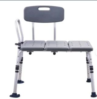 Banco de ducha plegable gris y plateado