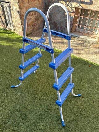 Escalera Piscina Metal y Plástico Beige/Azul